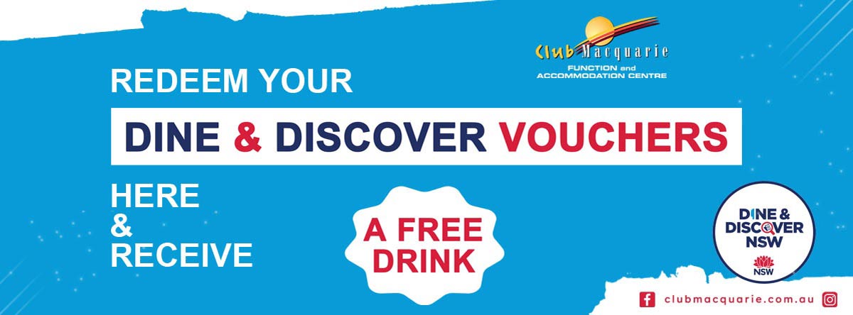 Club Macqaurie Dine and Discover Free Drink