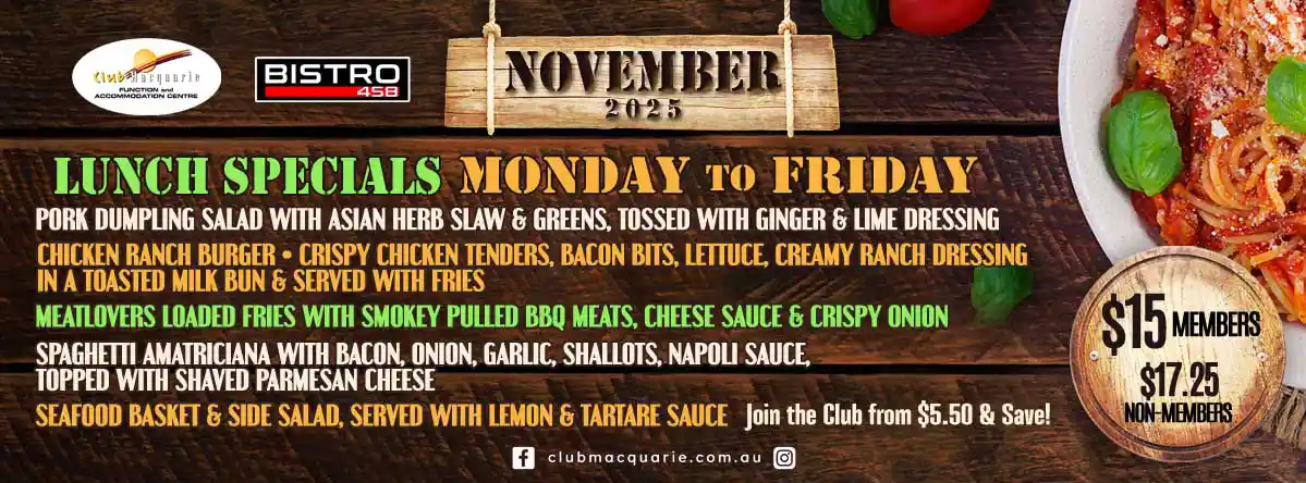 Club Macquarie Lunch Specials