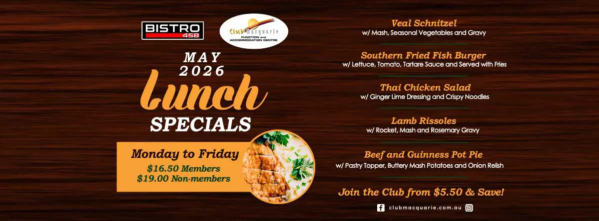 Club Macquarie Lunch specials