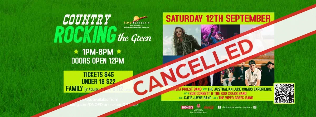 Club Macquarie Country Rocking The Green Sept 12 2026 Cancelled