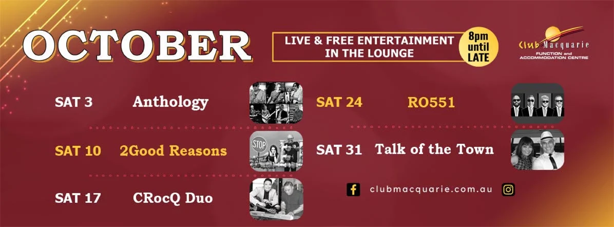 Club Macquarie Live Entertainment October 2026